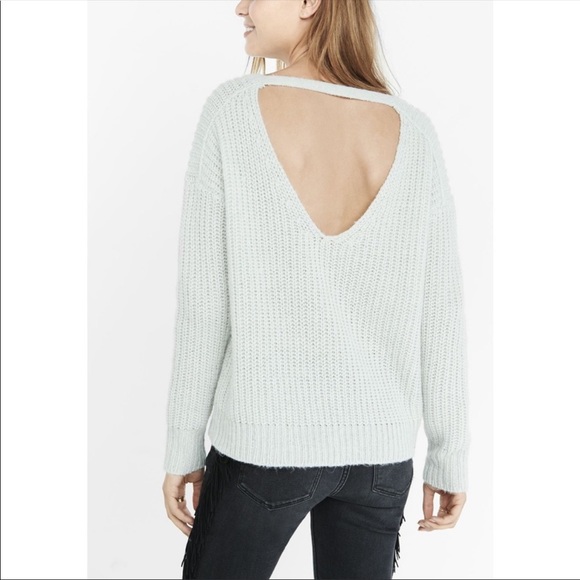 Express Sweaters - Express Wool Blend Open Back Knit Sweater